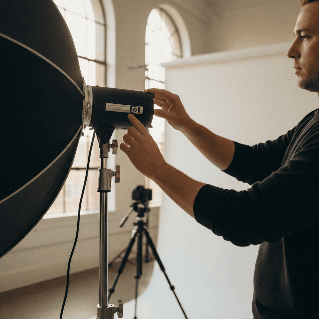 Photography session in a Toronto studio with controlled lighting