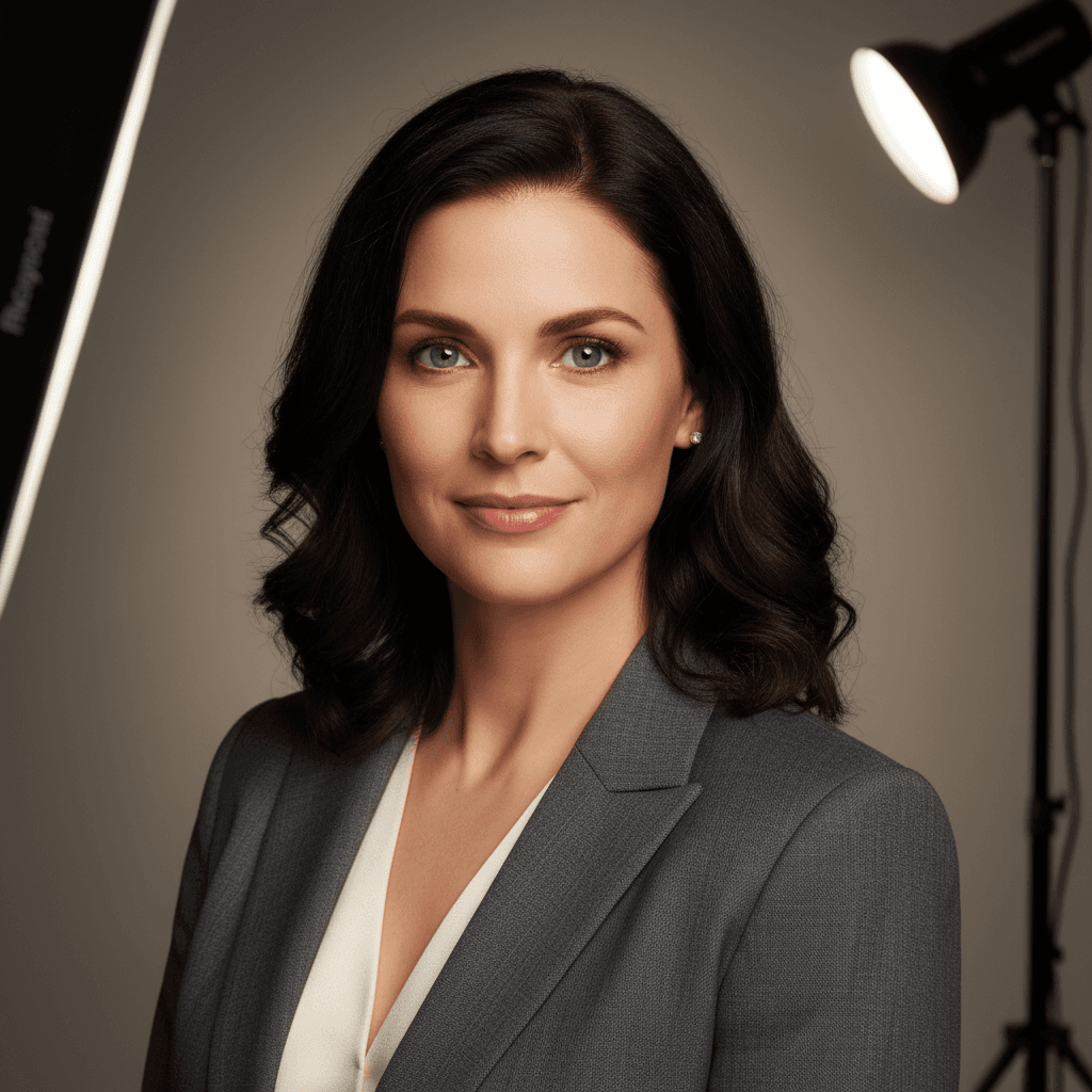 Corporate headshot session with camera and backdrop